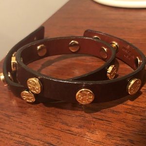 Tory Burch wrap brown leather bracelet